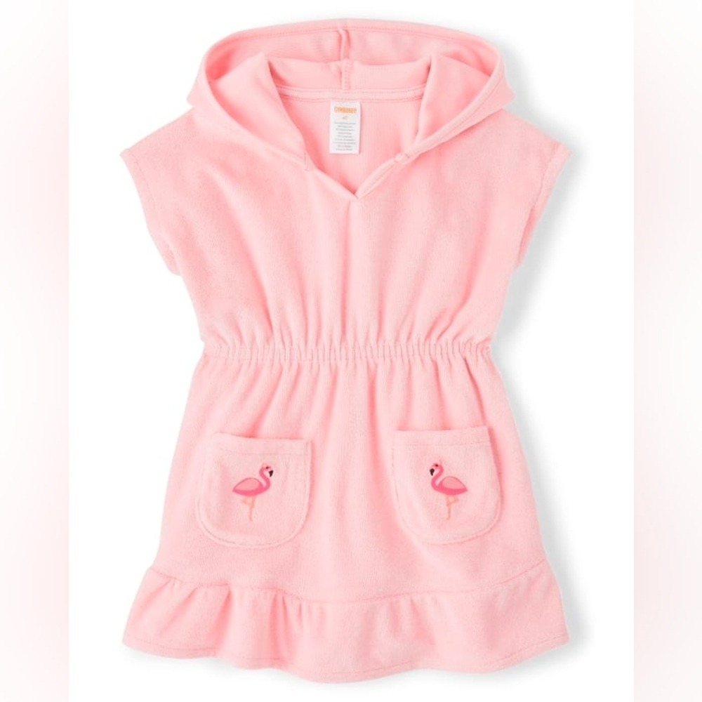 Gymboree Girls Short Sleeve Flamingo Babydoll Cover-Up - Splish-Splash - Pink